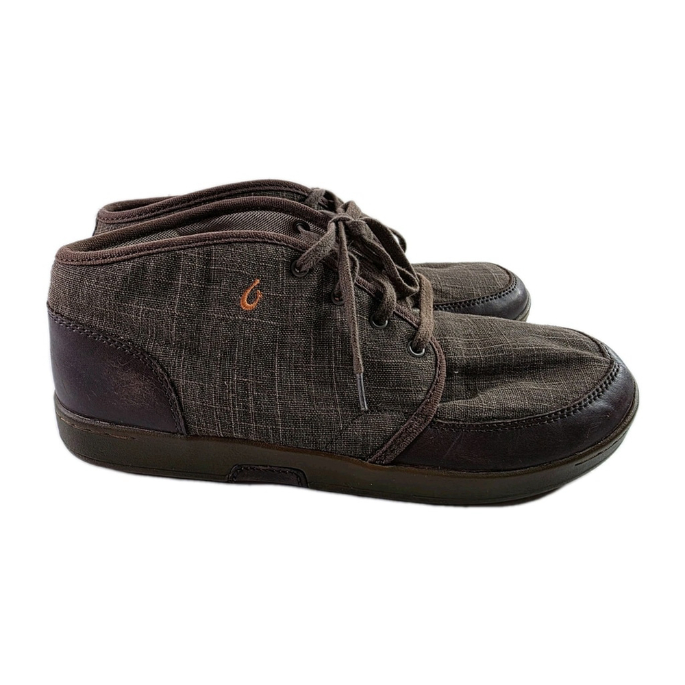 Olukai Nana Hele Ankle Boots Brown Canvas/Leather Men's Size 10